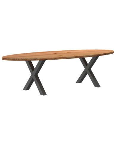 Table à manger marron clair bois de chêne massif ovale | Mobilier & Déco