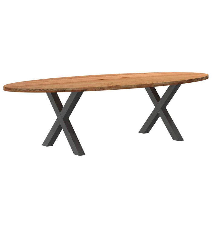Table à manger marron clair bois de chêne massif ovale | Mobilier & Déco