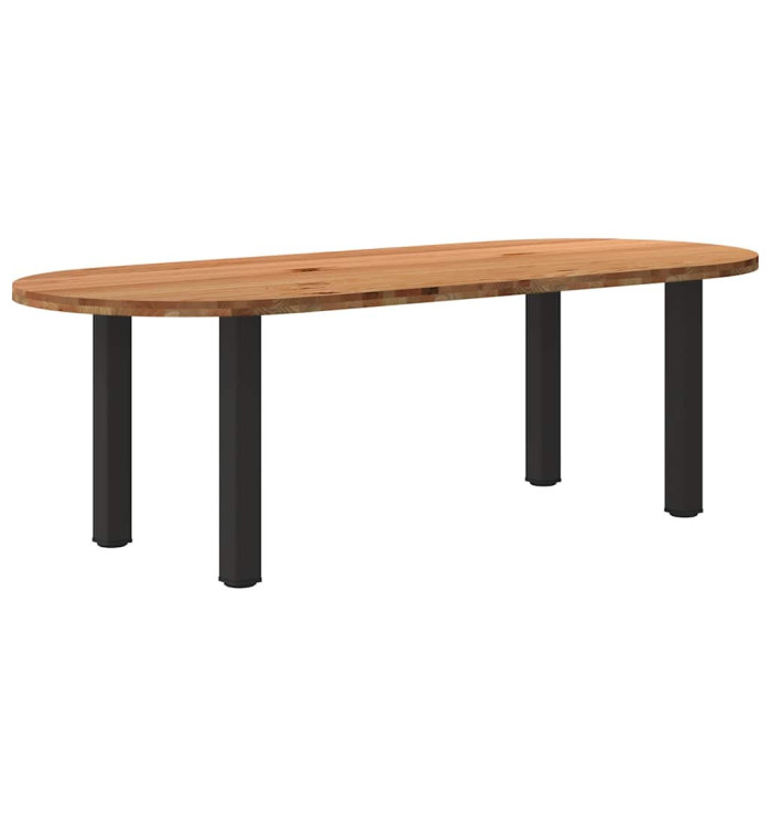 Table à manger marron clair bois de chêne massif ovale | Mobilier & Déco