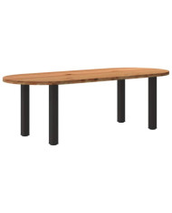 Table à manger marron clair bois de chêne massif ovale | Mobilier & Déco