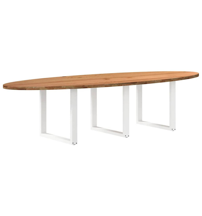 Table à manger marron clair bois de chêne massif ovale | Mobilier & Déco