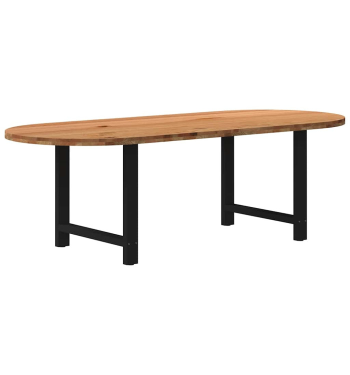 Table à manger marron clair bois de chêne massif ovale | Mobilier & Déco