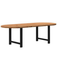 Table à manger marron clair bois de chêne massif ovale | Mobilier & Déco
