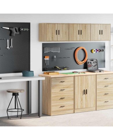 Armoires de garage 2 pcs chêne sonoma bois d'ingénierie | Mobilier & Déco