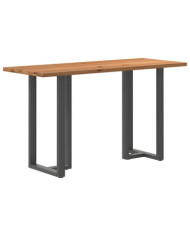 Table de bar rectangulaire en bois massif de chêne marron clair 200 x 80 x 102 cm | Mobilier & Déco