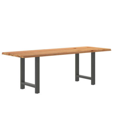 Table à manger marron clair bois de chêne massif rectangulaire | Mobilier & Déco