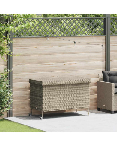 Boîte de rangement de jardin et roues gris clair résine tressée | Mobilier & Déco