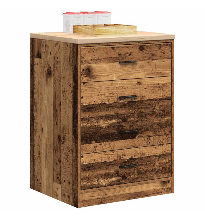 Armoire de rangement de garage vieux bois 60x51x85 cm bois pin | Mobilier & Déco
