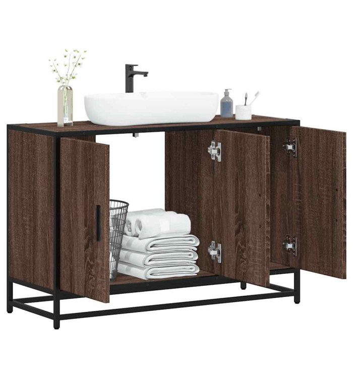 Armoire de lavabo de salle de bain chêne marron 90x33x60 cm | Mobilier & Déco