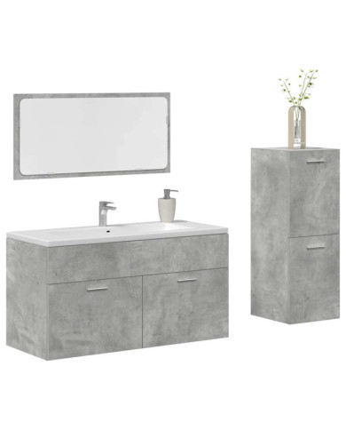Ensemble de meubles de salle de bain 3 pcs gris béton | Mobilier & Déco