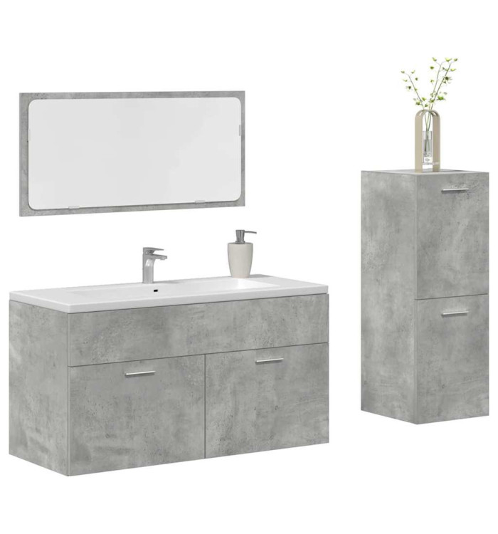 Ensemble de meubles de salle de bain 3 pcs gris béton | Mobilier & Déco