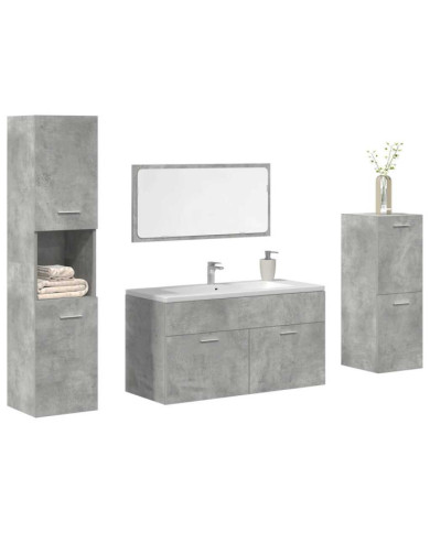 Ensemble de meubles de salle de bain 4 pcs gris béton | Mobilier & Déco