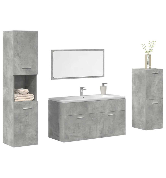 Ensemble de meubles de salle de bain 4 pcs gris béton | Mobilier & Déco