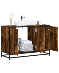 Armoire de lavabo de salle de bain chêne fumé 90x33x60 cm | Mobilier & Déco