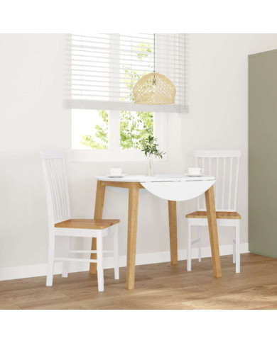 Chaises à manger 2 pcs blanc bois massif caoutchouc | Mobilier & Déco