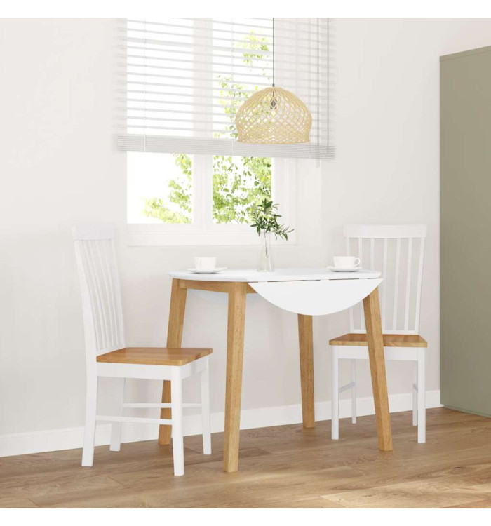 Chaises à manger 2 pcs blanc bois massif caoutchouc | Mobilier & Déco