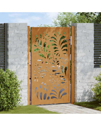 Porte de jardin acier résistant aux intempéries design vagues | Mobilier & Déco