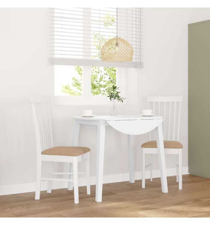 Chaises à manger coussins 2 pcs blanc bois massif caoutchouc | Mobilier & Déco