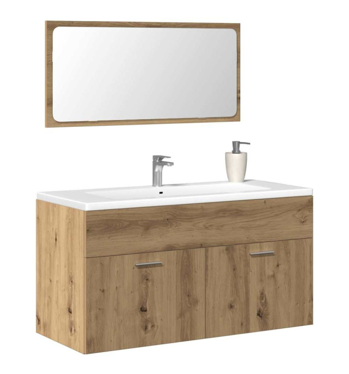 Armoire de salle de bain avec miroir chêne artisanal | Mobilier & Déco