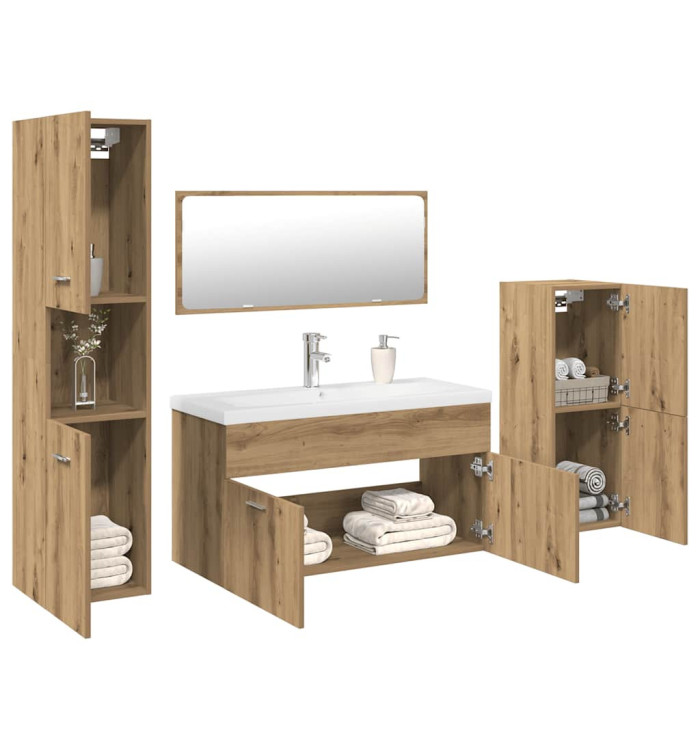 Ensemble de meubles salle de bain 5 pcs bois d'ingénierie | Mobilier & Déco