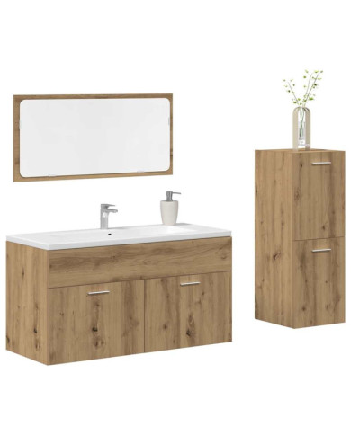 Ensemble de meubles salle de bain 3 pcs bois d'ingénierie | Mobilier & Déco