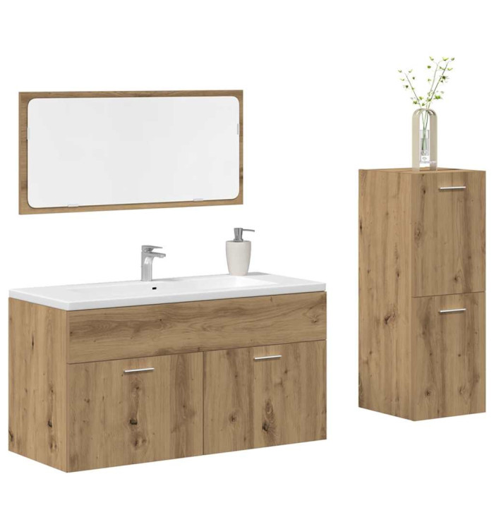 Ensemble de meubles salle de bain 3 pcs bois d'ingénierie | Mobilier & Déco