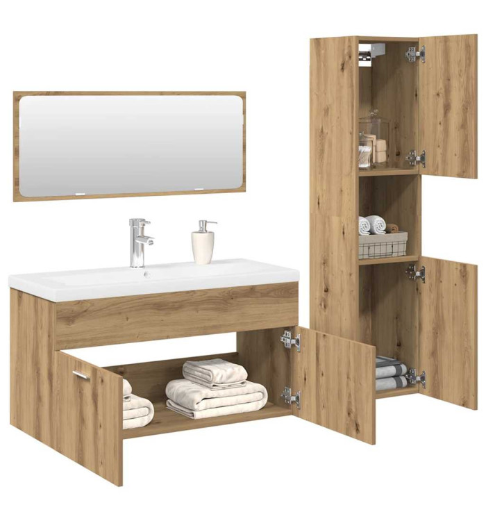 Ensemble de meubles salle de bain 4 pcs bois d'ingénierie | Mobilier & Déco