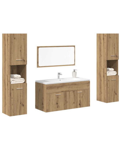 Ensemble de meubles salle de bain 4 pcs bois d'ingénierie | Mobilier & Déco