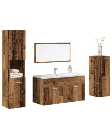 Ensemble de meubles salle de bain 4 pcs bois d'ingénierie | Mobilier & Déco