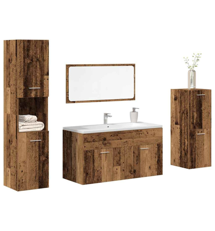 Ensemble de meubles salle de bain 4 pcs bois d'ingénierie | Mobilier & Déco