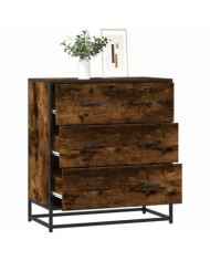 Buffet chêne fumé 68x35x76 cm bois d'ingénierie et métal | Mobilier & Déco