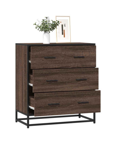 Buffet chêne marron 68x35x76 cm bois d'ingénierie et métal | Mobilier & Déco