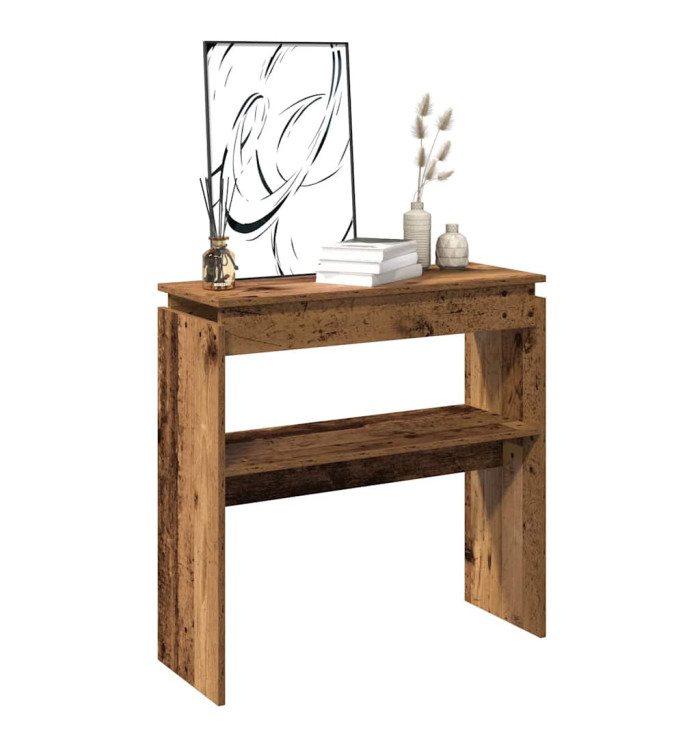 Table console vieux bois 80x30x102 cm bois d'ingénierie | Mobilier & Déco