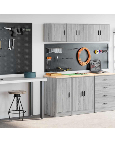 Armoires de garage 2 pcs sonoma gris bois d'ingénierie | Mobilier & Déco