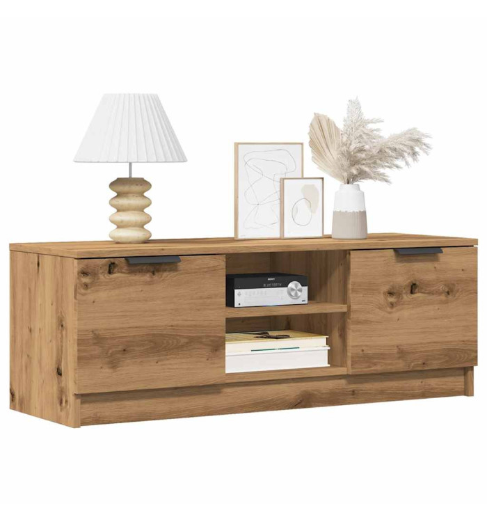 Meuble TV chêne artisanal 102x35x36,5 cm bois d'ingénierie | Mobilier & Déco