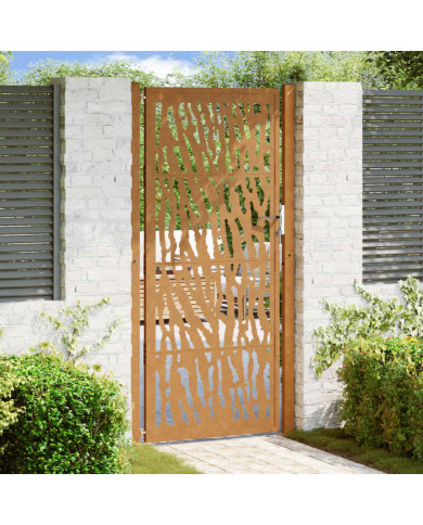 Porte de jardin acier résistant aux intempéries design tracés | Mobilier & Déco
