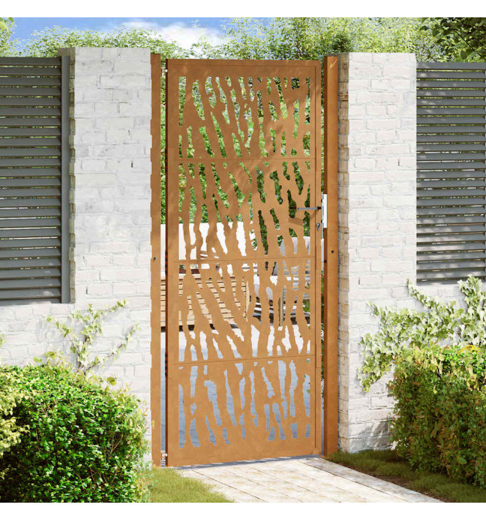 Porte de jardin acier résistant aux intempéries design tracés | Mobilier & Déco