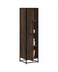 Buffet haut chêne marron 35,5x35x139 cm bois d'ingénierie métal | Mobilier & Déco