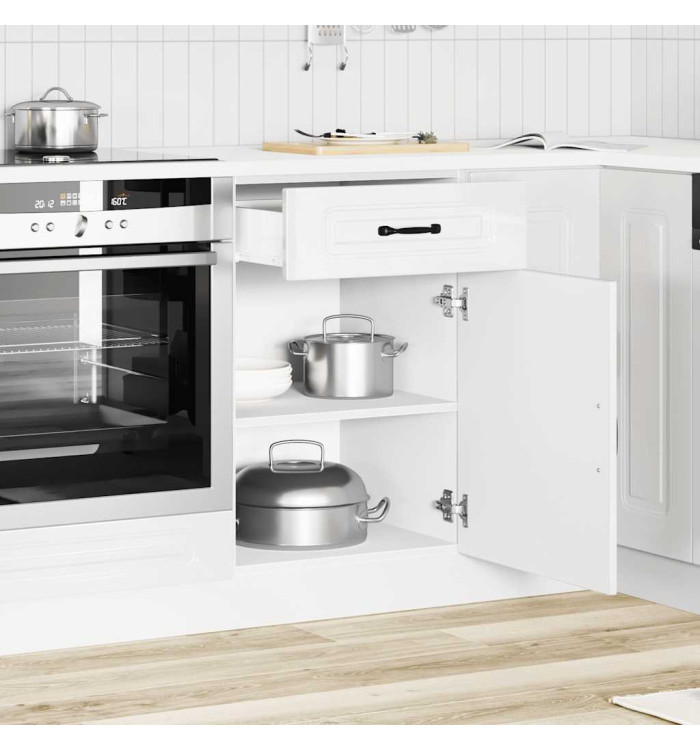 Armoire de cuisine Kalmar blanc brillant bois ingénierie | Mobilier & Déco