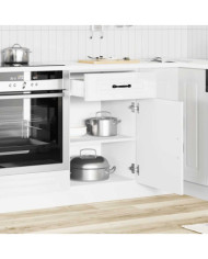 Armoire de cuisine Kalmar blanc brillant bois ingénierie | Mobilier & Déco