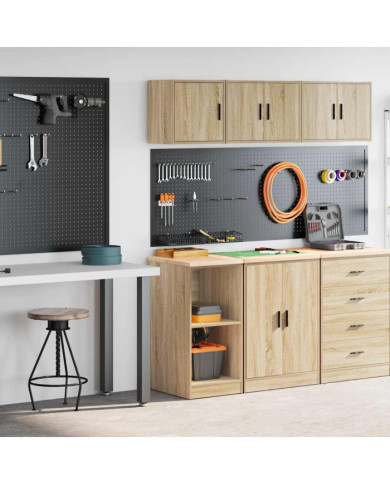 Armoires de garage 2 pcs chêne sonoma bois d'ingénierie | Mobilier & Déco
