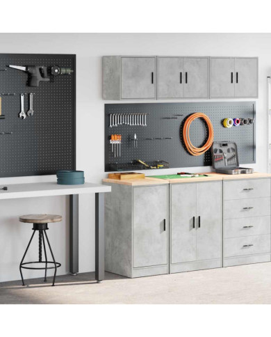 Armoires de garage 2 pcs gris béton bois d'ingénierie | Mobilier & Déco