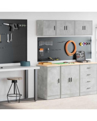 Armoires de garage 2 pcs gris béton bois d'ingénierie | Mobilier & Déco