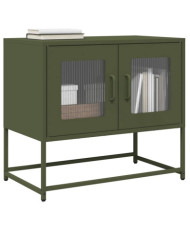 Meuble TV vert olive 68x39x60,5 cm acier laminé à froid | Mobilier & Déco