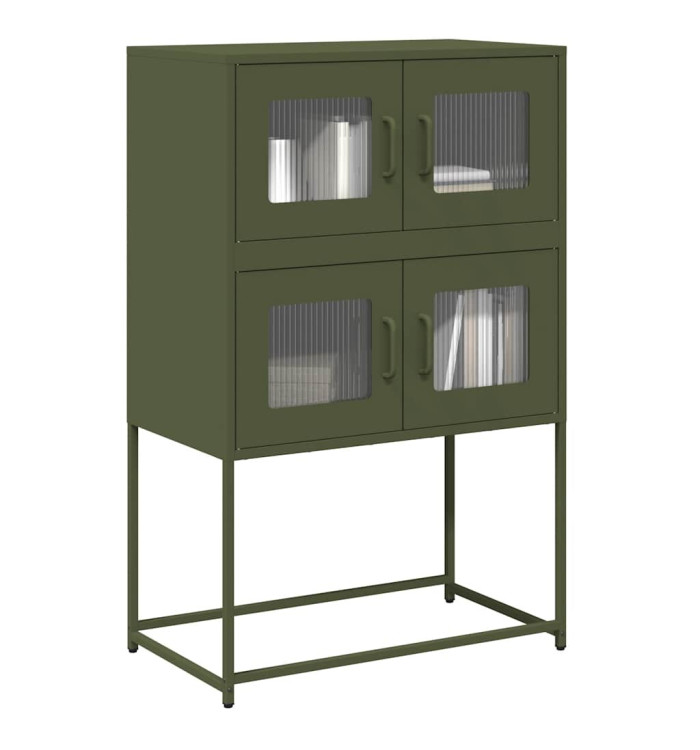 Buffet haut vert olive 68x39x107 cm acier | Mobilier & Déco