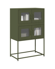 Buffet haut vert olive 68x39x107 cm acier | Mobilier & Déco