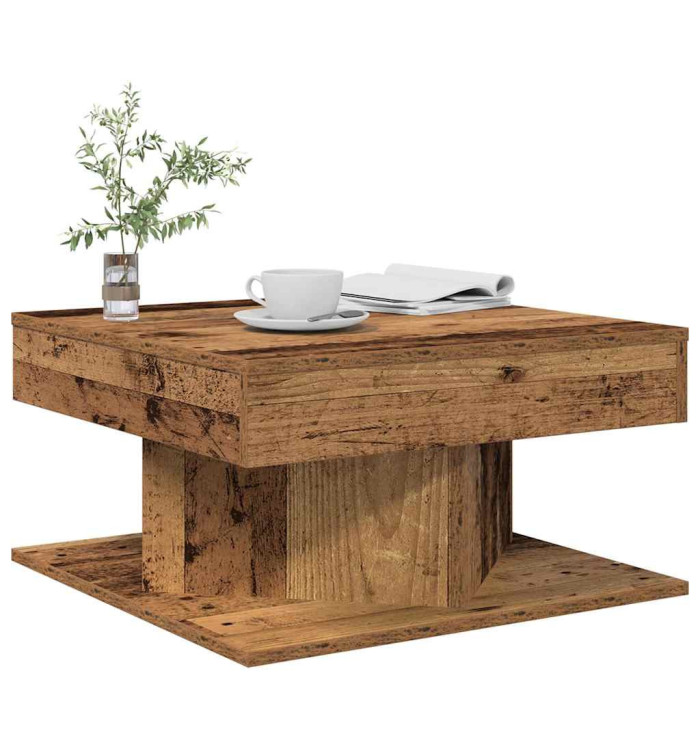 Table basse vieux bois 55x55x30 cm bois d'ingénierie | Mobilier & Déco
