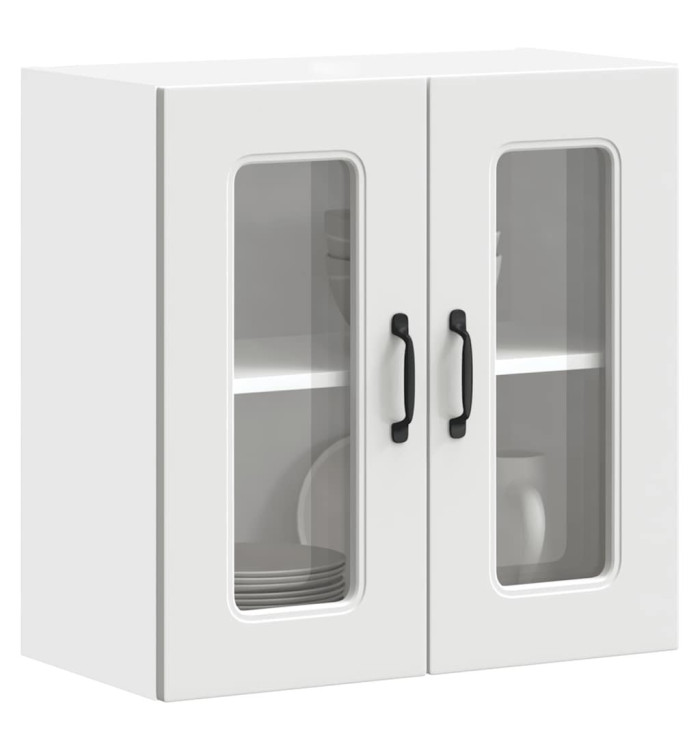 Armoire murale de cuisine avec porte en verre Kalmar blanc | Mobilier & Déco