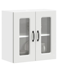 Armoire murale de cuisine avec porte en verre Kalmar blanc | Mobilier & Déco