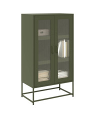 Buffet haut vert olive 68x39x123 cm acier | Mobilier & Déco